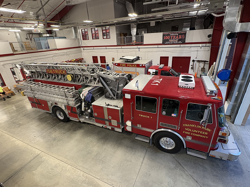 Truck 1 aerial ladder truck at Franklin Park Volunteer Fire Company Station 158